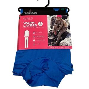 Cuddl Duds Warm Layers 2pc Mock Neck Leggings NEW Comfort Stretch Blue L